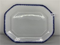 16X12 BLUE RIMMED PLATTER, SOME CRAZING