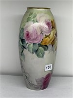 PL LIMOGES FRANCE HAND PAINTED 13" VASE