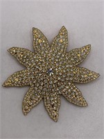 SIGNED BAUER LARGE SUN RHINESTONE BROOCH