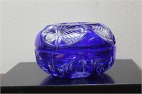 A Cut Glass Cobalt Blue Box