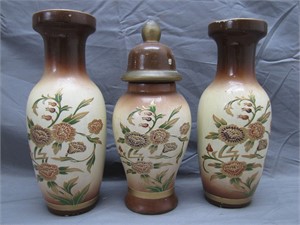 Lot of 3 Beautiful Vintage Ceramic Flower Vases