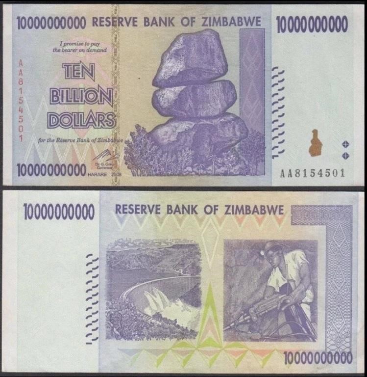 RARE 2008 10 BILLION Dollar Zimbabwe Note