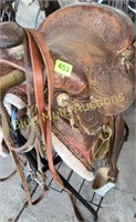 14" seat saddle w/blanket, bridle & saddle bags