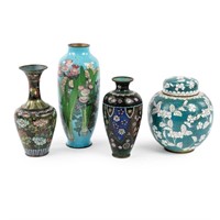 (4) Group of Chinese Cloisonne Floral Motif Smalls
