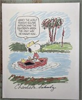 SIGNED CHARLES SCHULTZ SNOOPY & WOODSTOCK GOLF