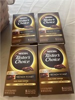 4 boxes of French roast, taster choice packets