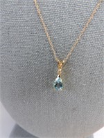 14KT ATL 18" Chain Turquoise Teardrop Necklace