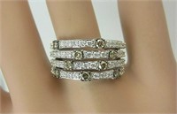 1.06 Cts 4 Row Stack Diamond Ring