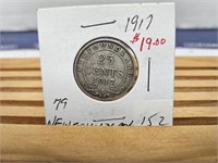 1 1917 NEWFOUNDLAND 25 CENT