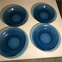 Lot of 4 large cobalt blue bowls