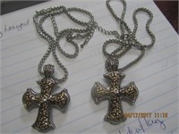 2 Costume Jewelry Cross Necklaces