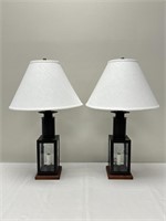 Pair of Modern Table Lamps (Lantern Style)