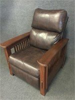 Mission Style Chocolate Leather Reclining Wood