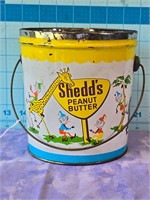 Vintage metal Shedd's 5lb peanut butter bucket