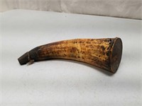 Antique Carved Gun Powder Horn - Animal Horn