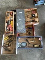 5 BOXES MISC TOOLS--SCREWDRIVERS, WIRING TOOLS