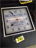 Hamilton Castelli\'s Jewlers. Clock - As is