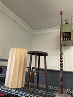 Vintage Stool & wooden Pedestal