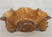 Antique Carnival Glass Ruffled Bowl