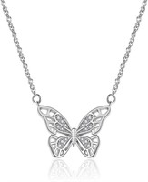 Exquisite .30ct White Topaz Butterfly Necklace