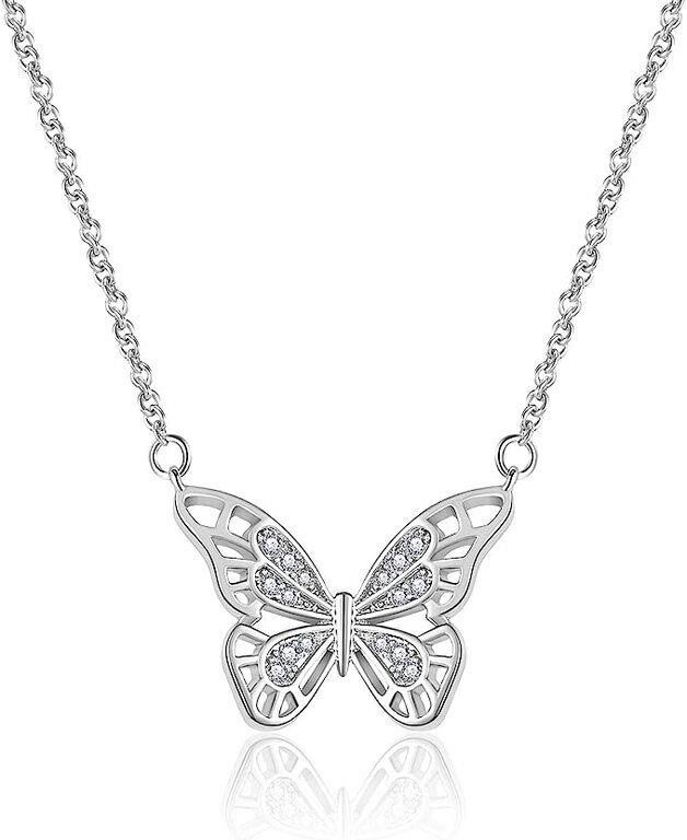 Exquisite .30ct White Topaz Butterfly Necklace