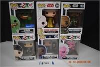 Six Funko Pop Figurines