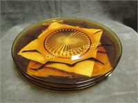 imperial glass old williamsburg plates amber