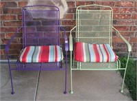 PAINTED METAL MESH PATIO CHAIRS