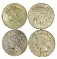 (4) 1928-s U. S. Silver Peace Dollars