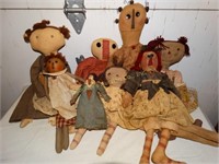 8 Primitive country dolls