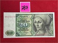 1980 Germany 20 Deutsch Mark Banknote