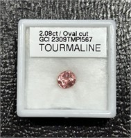 2.08 Natural Oval Cut Pink Tourmaline GCI Grade