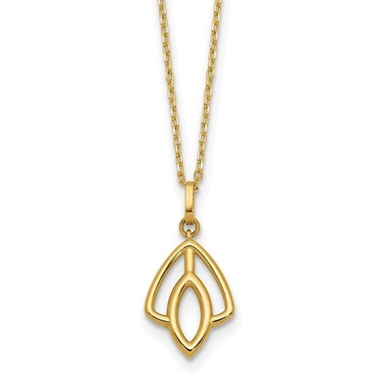 14K Polished Floral Pendant Necklace