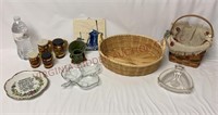 Vintage Delft Windmill Tile, Baskets & Kitchenware