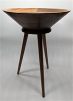 Vintage Walnut Salad Bowl on Stand by Vermillion