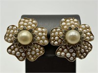 Crown Trifari Vintage Faux Pearl Earrings