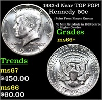 1983-d Kennedy Half Dollar Near TOP POP! 50c Grade