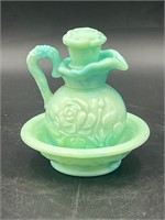 Avon Swirl Jadeite Miniature Pitcher Wash Basin