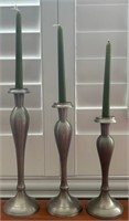 L - TRIO OF BOMBAY CANDLE STICK HOLDERS (D6)