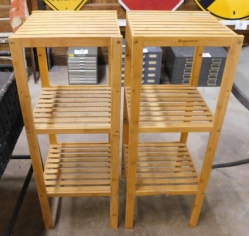 Two SONGMICS wooden storage shelves,