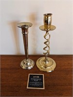 Pair of Gold/Brass Candle Stick Holders 1