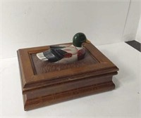 Duck Figure Lidded Wood Trinket Box U