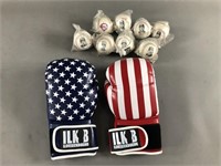 Phillies Premium Photo Balls & USA Boxing Gloves