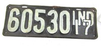 1917 Indiana License Plate