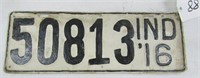 1916 Indiana License Plate