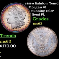 1881-o Rainbow Toned Morgan Dollar $1 Grades Selec