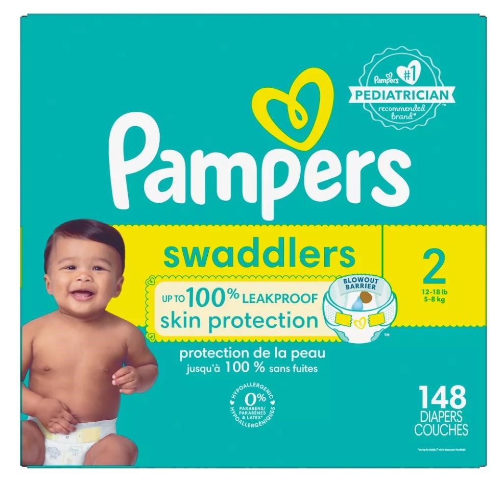 148pk Pampers Swaddlers Active Baby Diapers sz 2