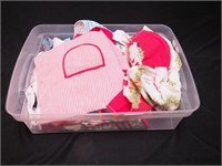 Container of vintage linens including adult