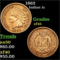 1862 Indian 1c Grades xf+