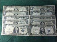 10- Silver Certificate $1 Bills